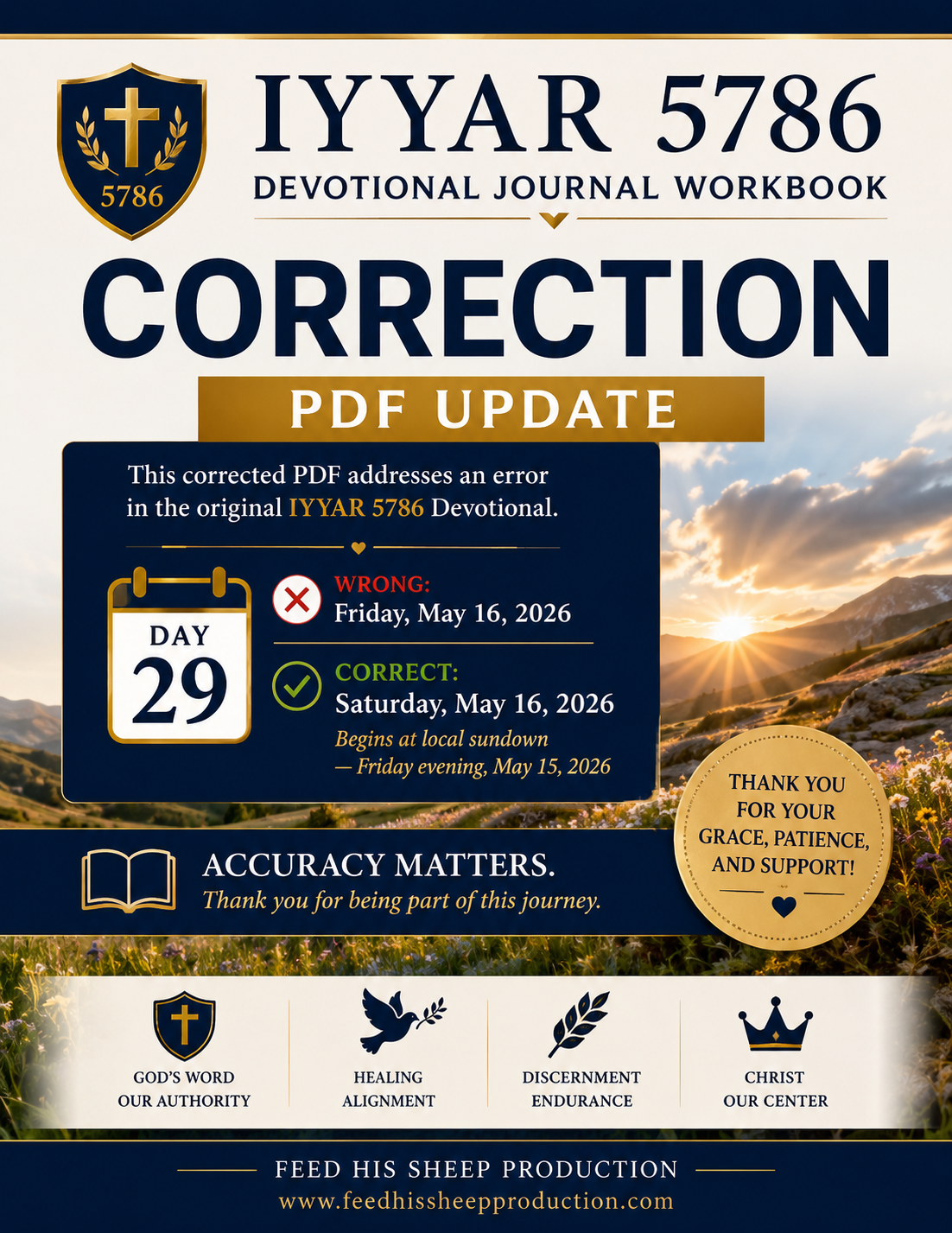 IYYAR 5786 Corrected PDF — Day 29 Update